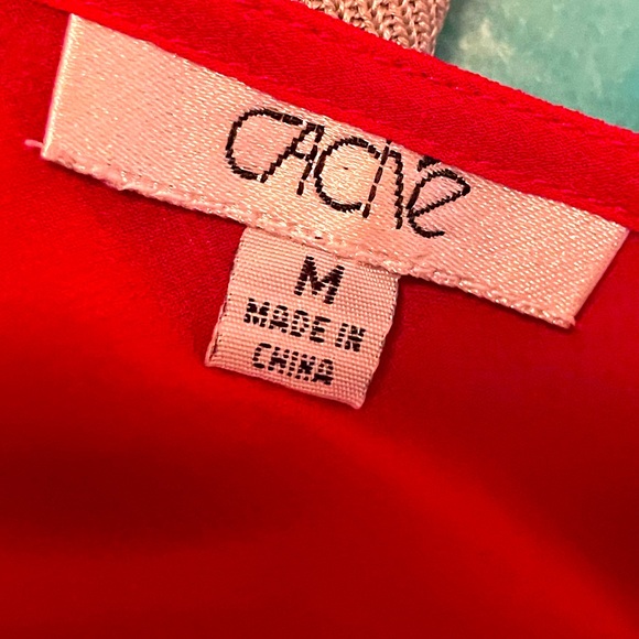 Pretty red festive sheer blouse with black embroidered flowers with black beads. - Picture 5 of 5